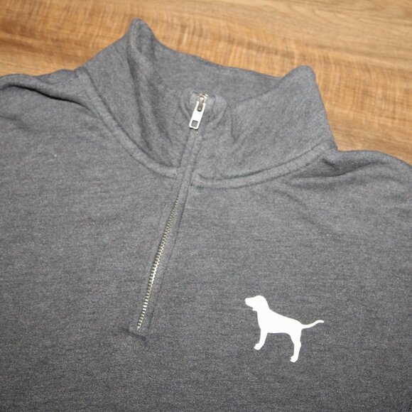 PINK * Victoria's Secret Gray Size SMALL Half Zip Mock Neck Sweatshirt - Picture 6 of 8